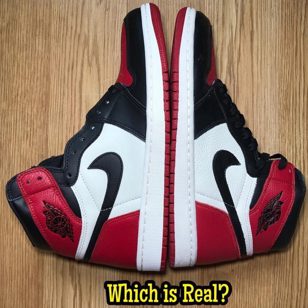 aj1 bred toe real fake