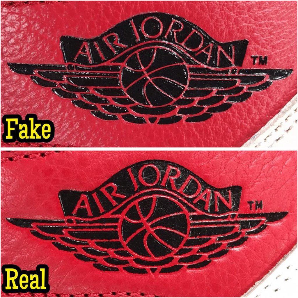 aj1 bred toe real fake jordanlogo